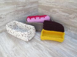 Conjunto cestas de trapillo rectangulares y originales. Hechas a mano